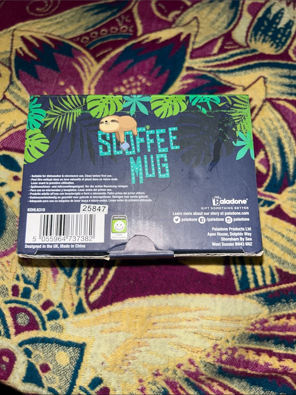 NWT Paladone Coffee Mug "Sloffee" Sloth Drinking Coffee While Sleeping On A Tree - Picture 3 of 6